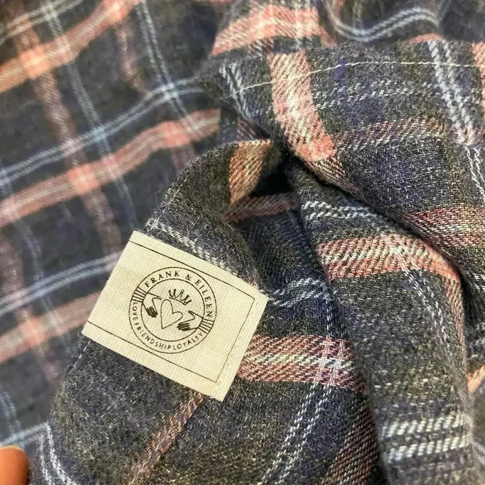Frank & Eileen Barry Linen Plaid Long Sleeve Button Down Size XS - Picture 10 of 12